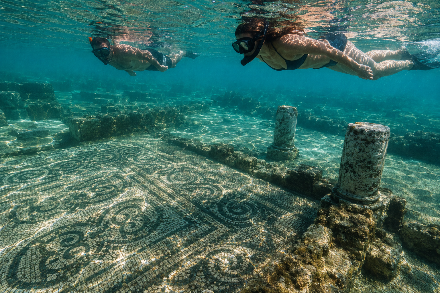 Snorkeling tra le rovine romane sommerse del Parco Archeologico di Baia