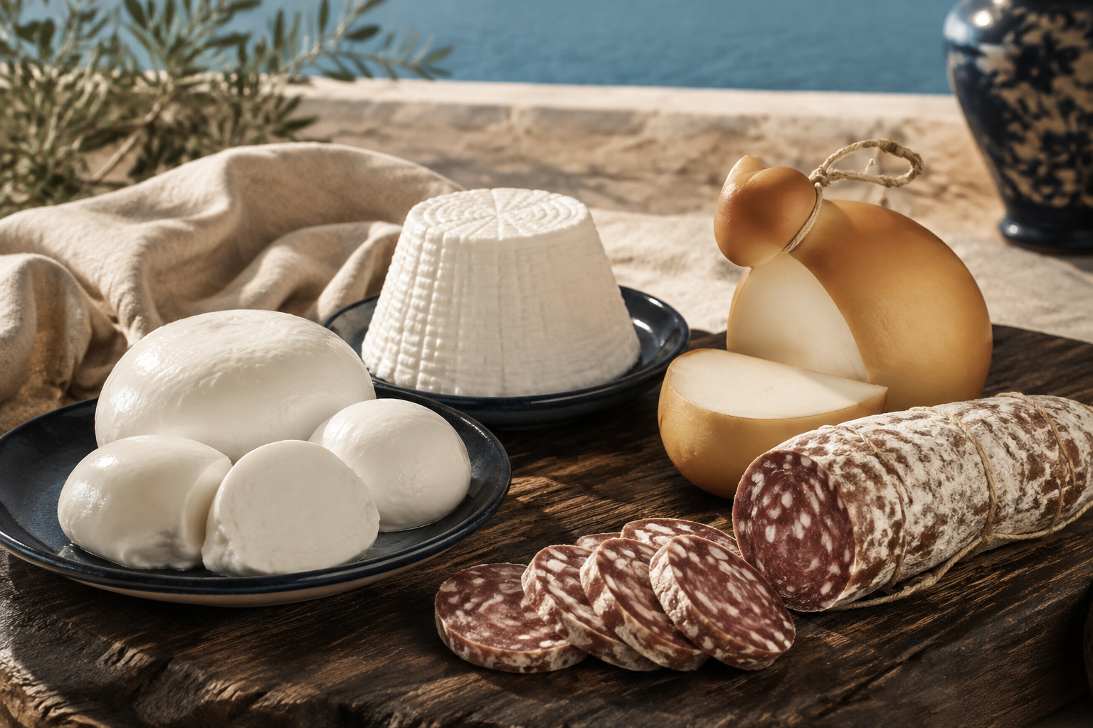 Mozzarella, provola affumicata, salame e ricotta